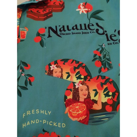 Tropical Bros Natalie's Orchard Island Juice Co Shirt XL Blue Short Sleeve Butto - Picture 3 of 6